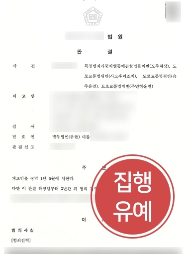 음주운전도주 | 음주 및 무면허 운전에 도주치상죄까지 적용되었으나 집행유예로 실형 방어 성공