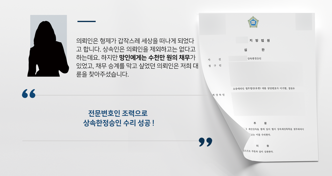 [상속한정승인 심판 수리] 사망한 형제 상속채무 막기 위한 상속한정승인 청구