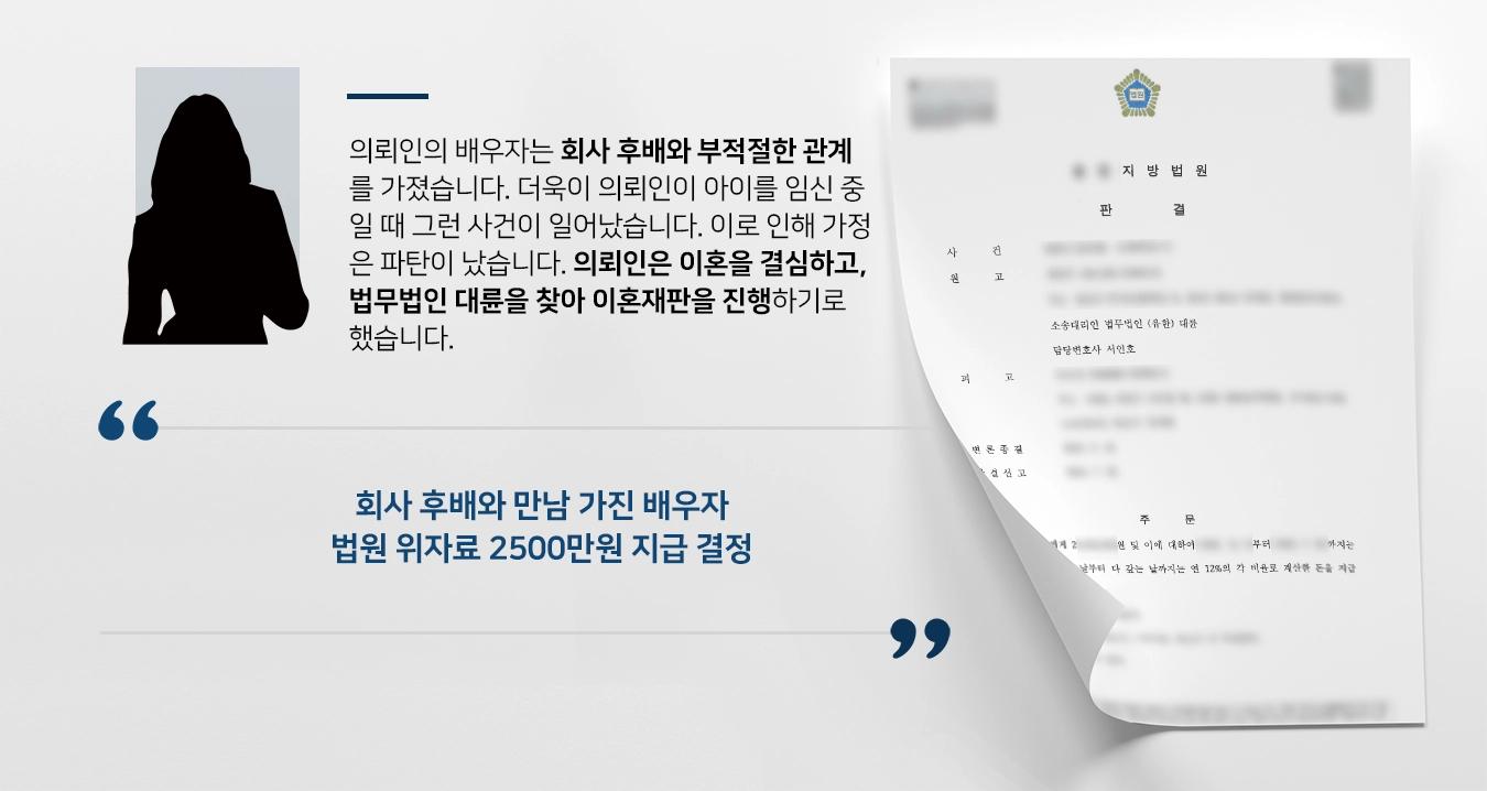 [이혼재판 승소 사례] 이혼변호사 활약으로 위자료 청구 성공