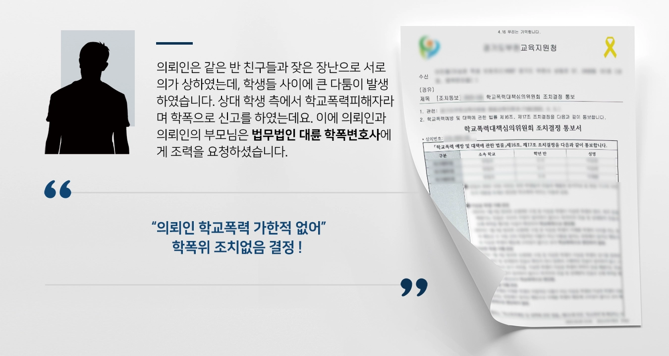 [학폭변호사 조치없음 결정] 학교폭력피해자라는 상대 학생들 주장 적극 반박