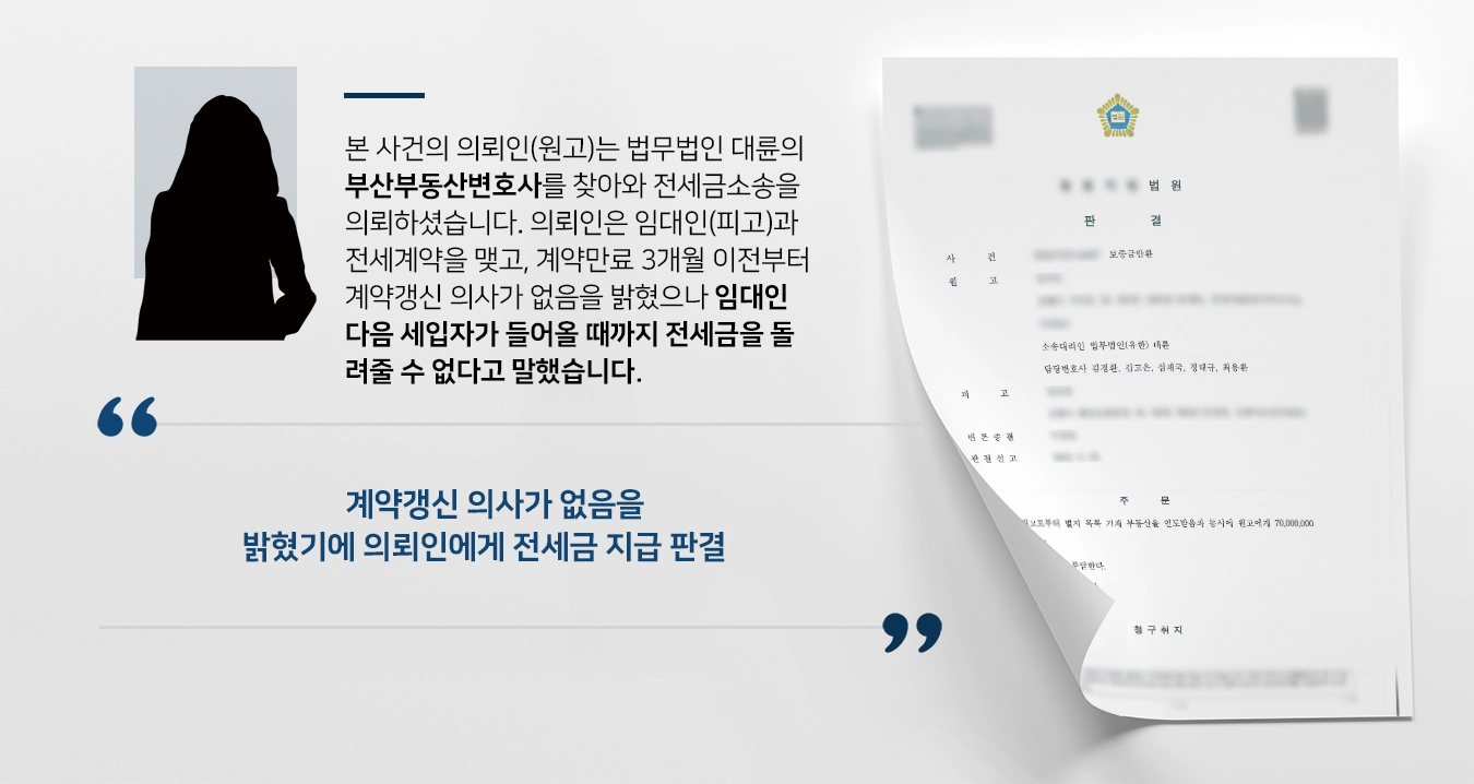 [전세자금반환 소송] 부산부동산변호사, 전세금소송 승소 