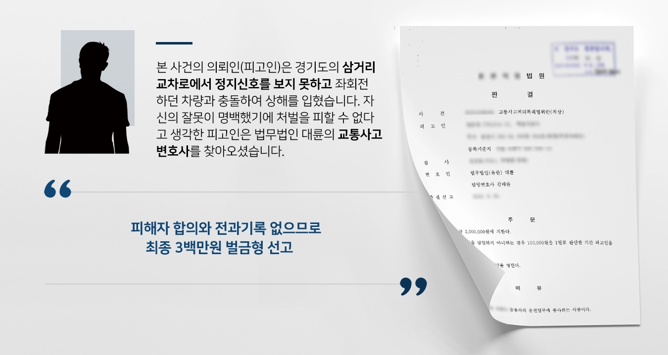 [교통사고 벌금형] 교통사고변호사, 교통사고처벌 방어로 벌금형 