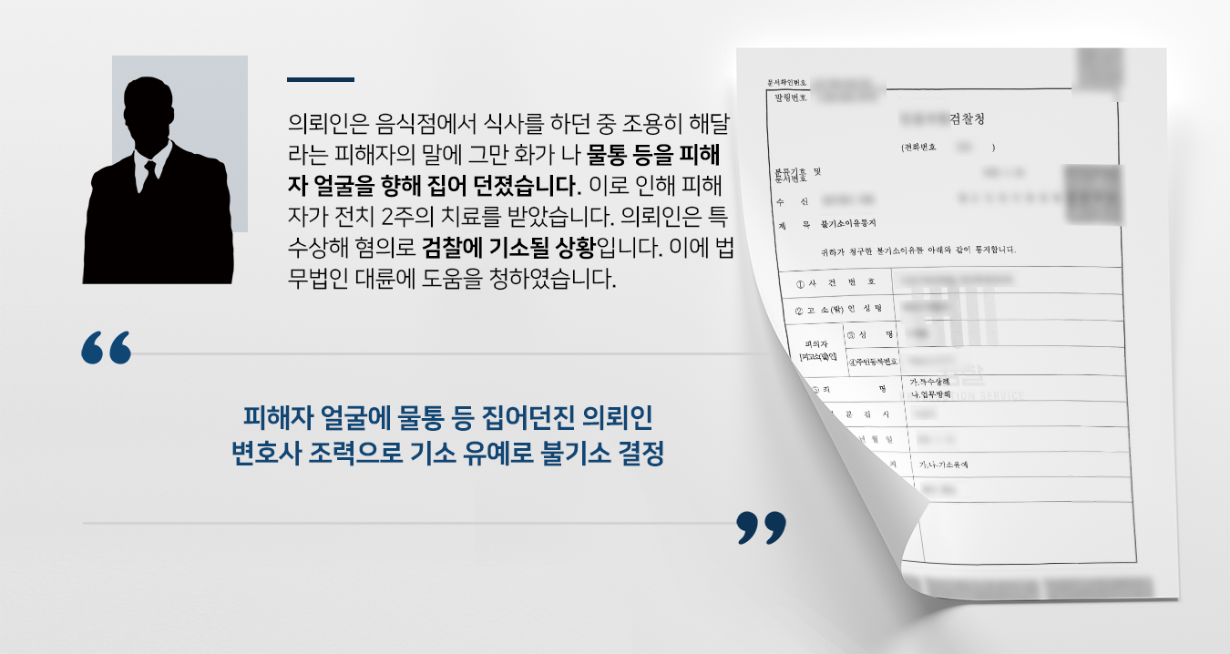 [특수상해 방어사건] 분당형사변호사 조력으로 특수상해 불기소 확정