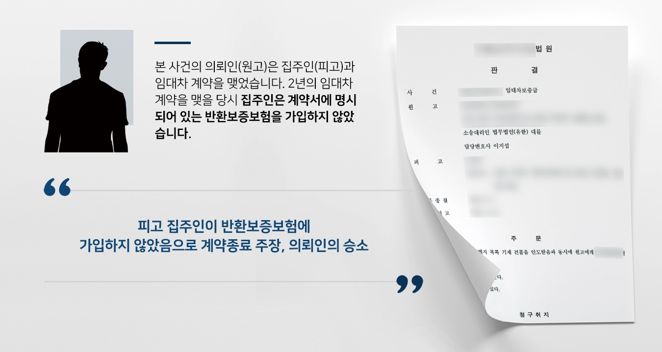 [부동산소송 승소사레] 부동산변호사 조력으로 임대차보증금 돌려받은 의뢰인 