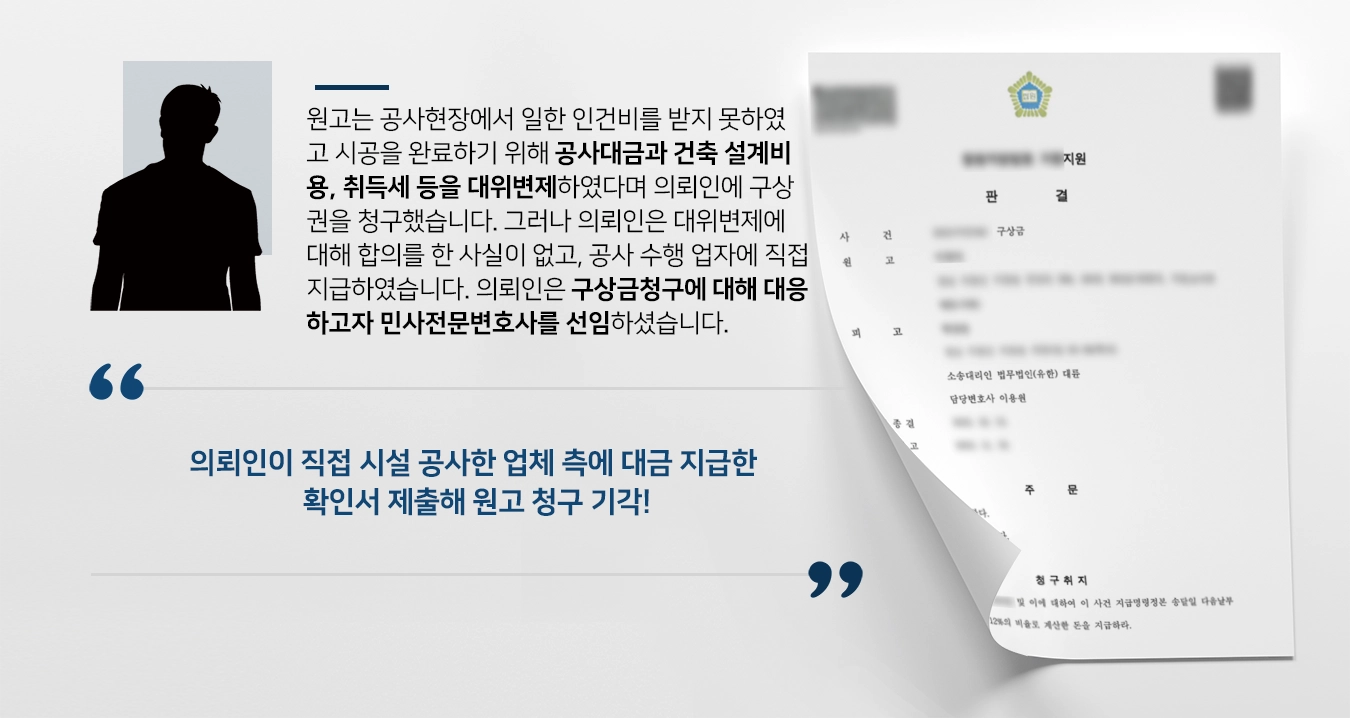 [구상금청구 방어사례]민사전문변호사, 부당하게 구상금청구 당한 피고인 조력해 원고 청구 기각