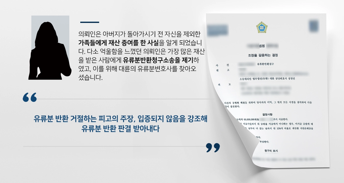 [유류분반환청구소송 성공사례] 창원유류분변호사, 피고의 주장을 반박하여 의뢰인에게 유류분을 안겨주다