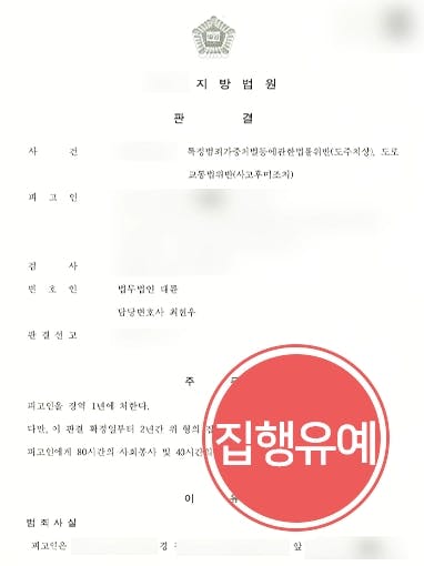 [특정범죄가중처벌등에관한법률 위반 등 집행유예] 도주치상, 도로교통법위반 혐의 실형 면한 사례