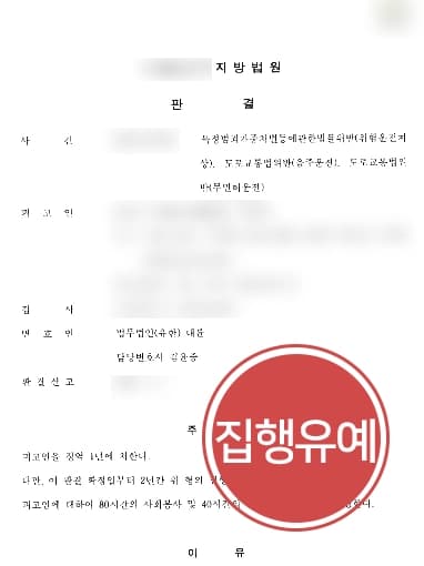 [위험운전치사상 집행유예] 음주 재범, 무면허 상태로 운전하였으나 실형 면한 사례