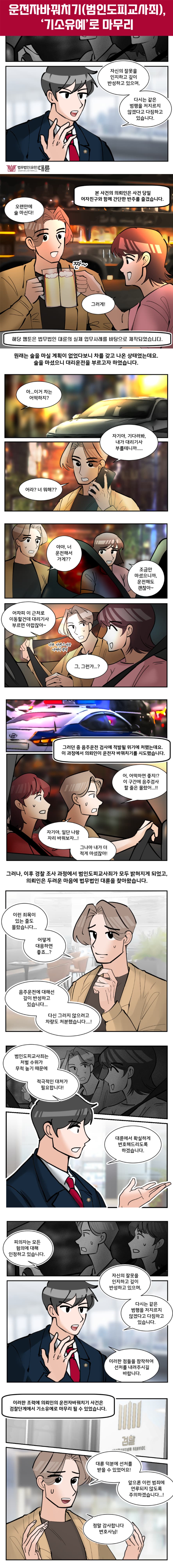 운전자바꿔치기처벌, 범인도피교사죄 기소유예